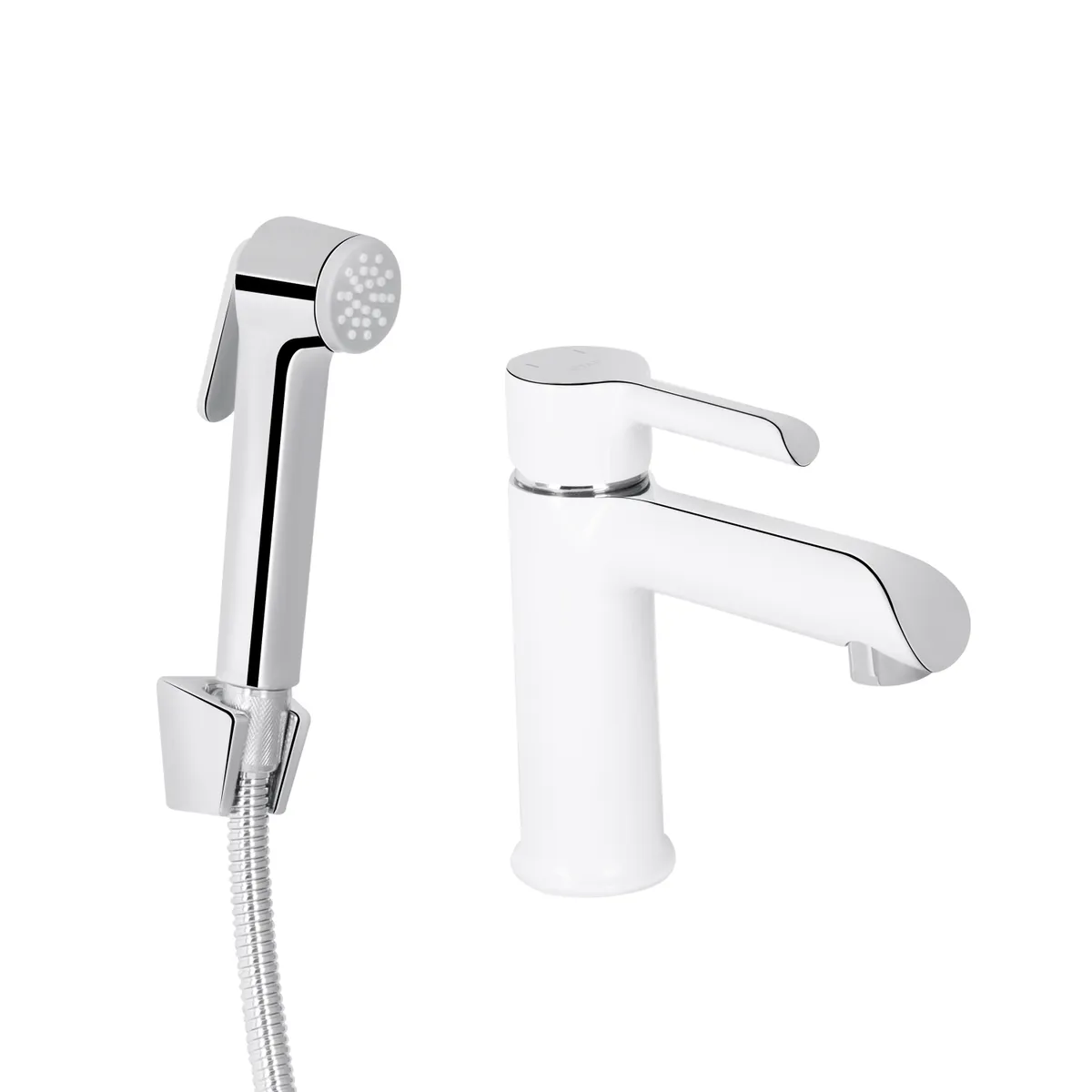 Змішувач для раковини Grand, Chrome/White (k35) з гігієнічним душем QTGRA272CRW45671 Qtap, фото 1