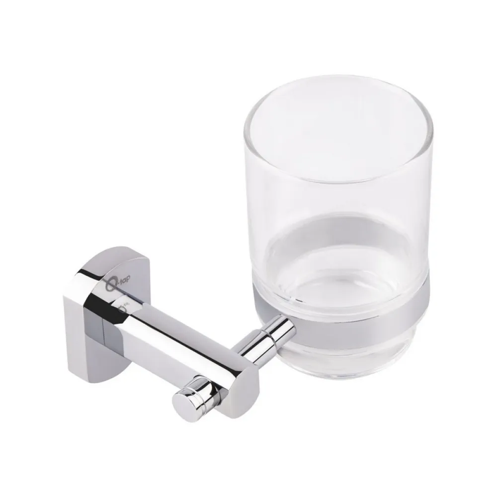 Склянка з тримачем Liberty, Chrome настінна QTLIBCRM1158 Qtap, фото 1