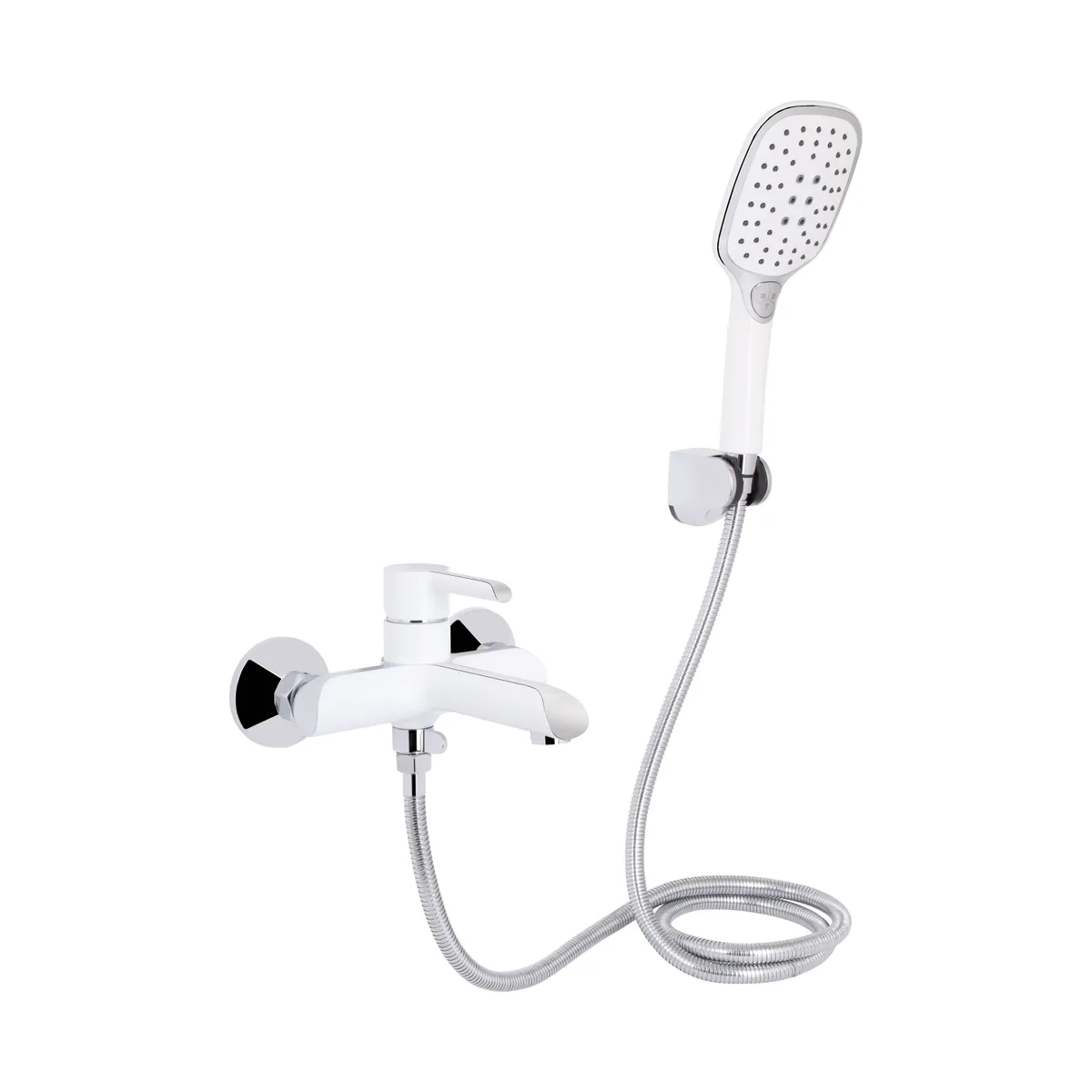Змішувач для ванни Grand, Chrome/White (k35) з душовим гарнітуром QTGRAWCR006 Qtap, фото 1