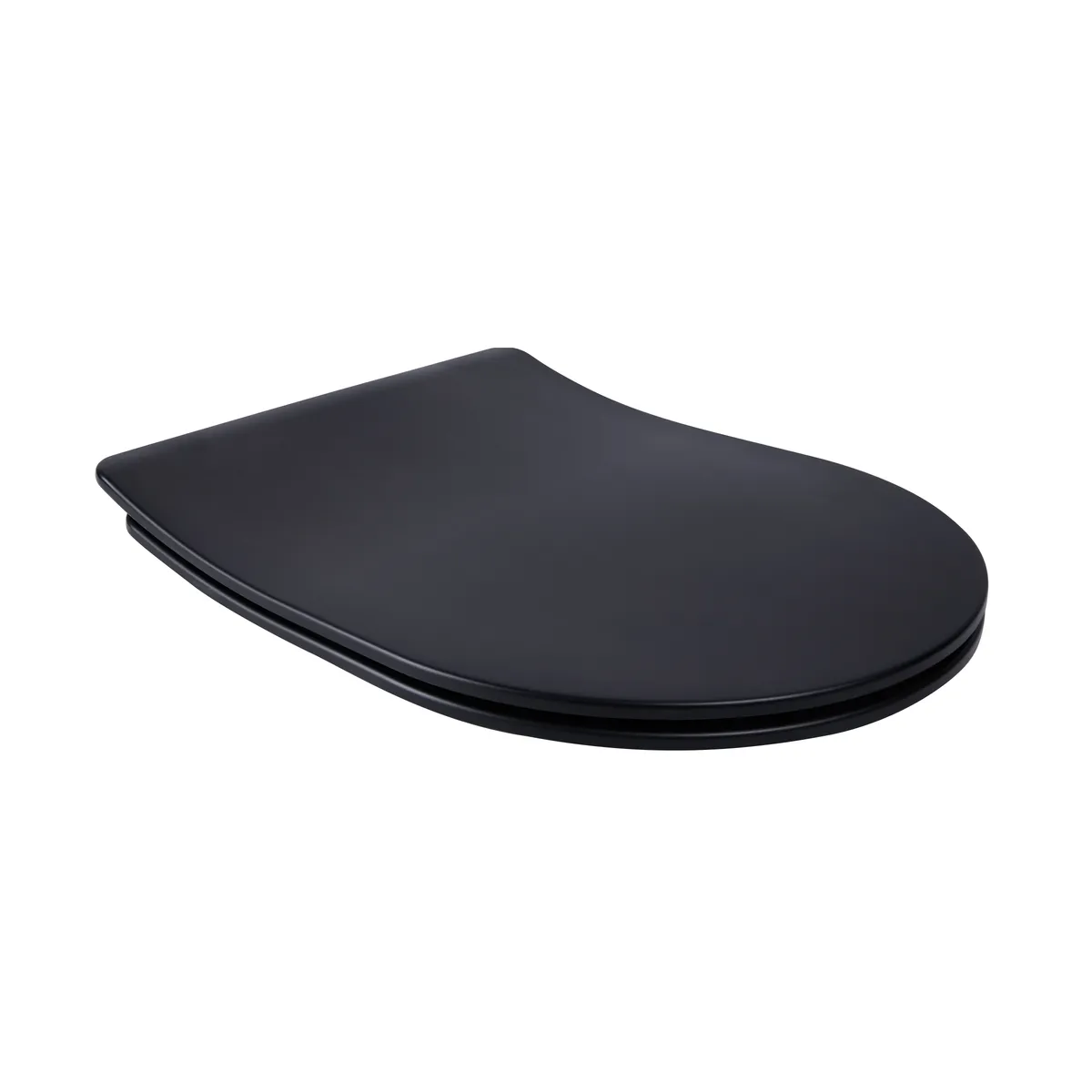Сидіння для унітаза (Robin, Scorpio) 450x365x52 мм, Matt Black, з мікроліфтом, Slim Duroplast, Quick Release QT99U184UF450MB Qtap, фото 1
