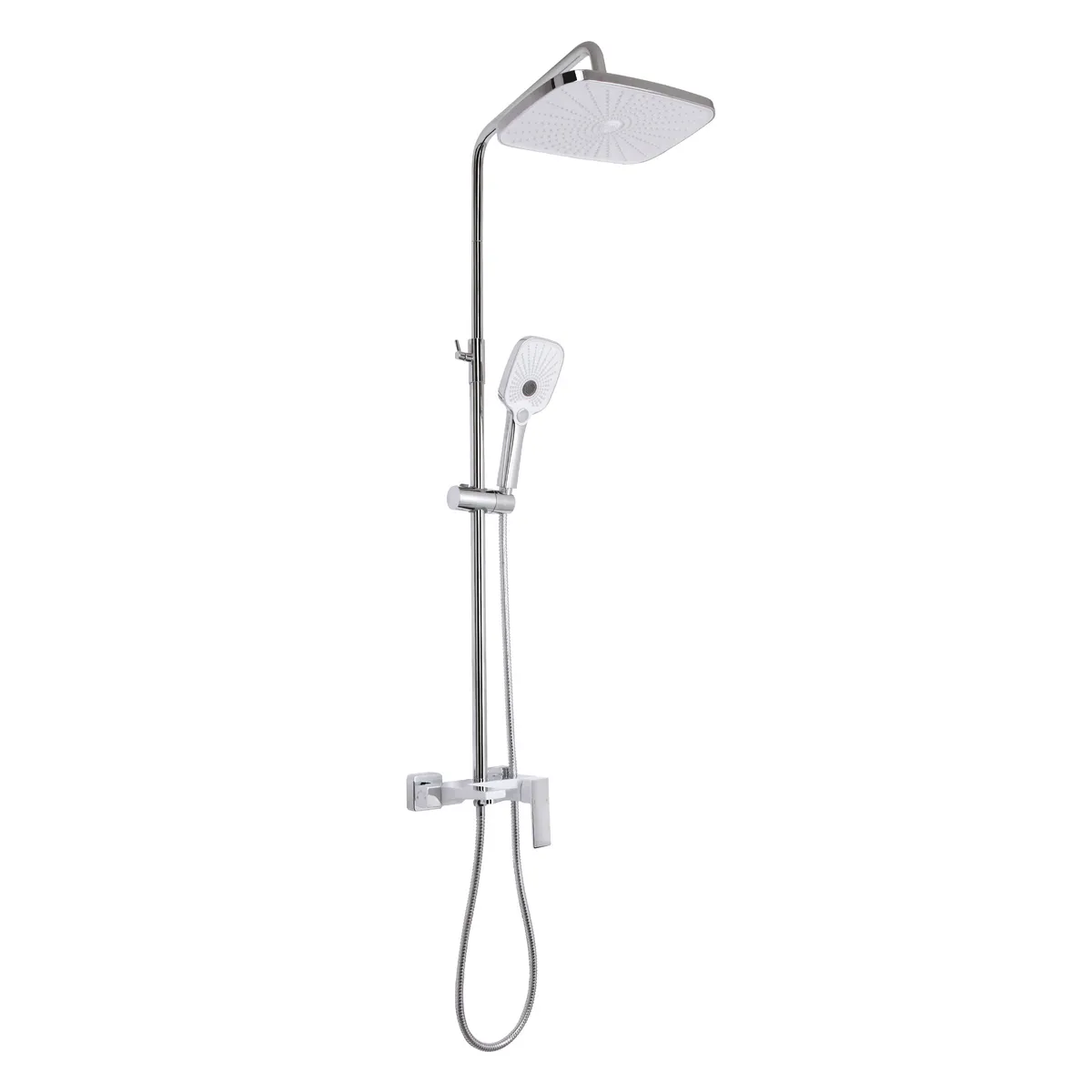 Душова система універсальна Gemini, Chrome/White (k35) на три споживачі (з виливом) QTGEM111CRW45687 Qtap, фото 1