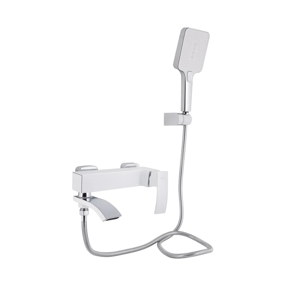 Змішувач для ванни Swan Cascada, Chrome/White (k35) з поворотним виливом та душовим гарнітуром QTSWA260CRW45569 Qtap, фото 1