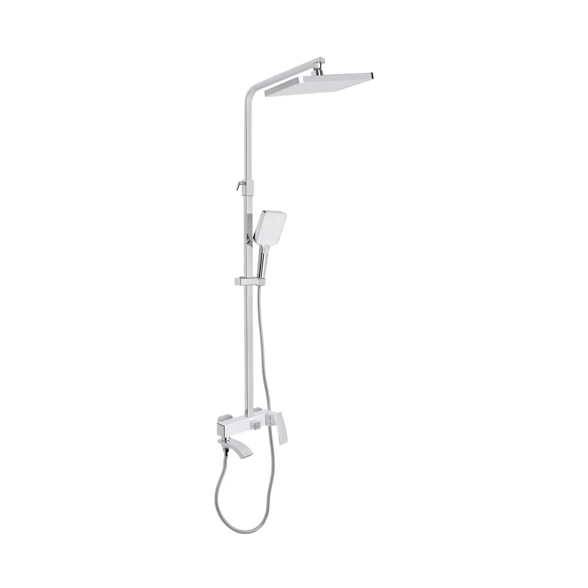 Душова система універсальна Swan Cascada, Chrome/White (k35) на три споживачі (з виливом) QTSWA111CRW45570 Qtap, фото 1
