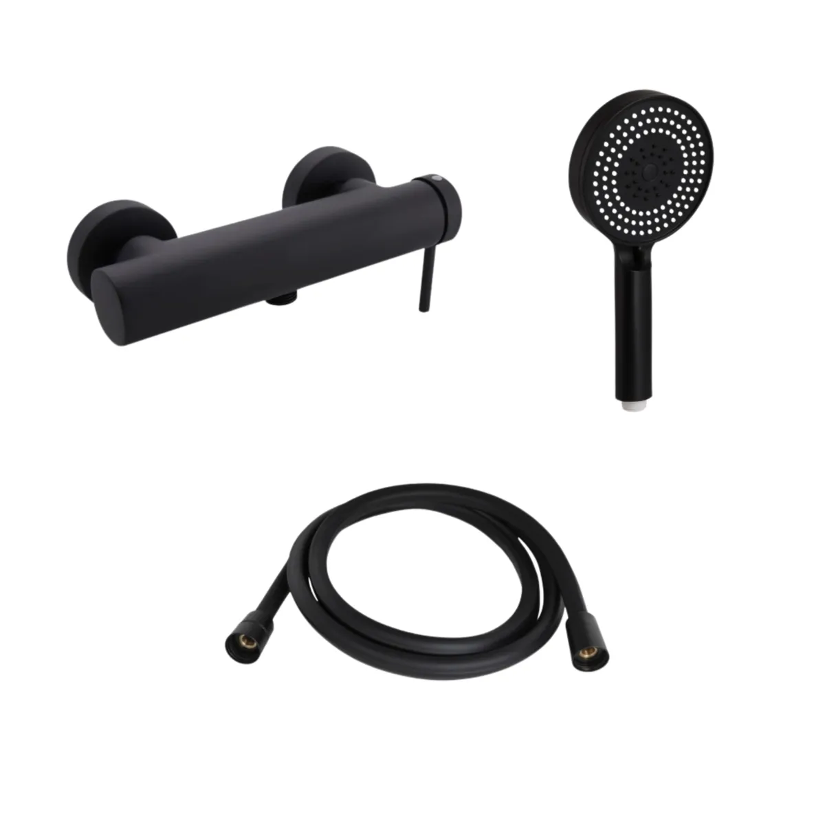 Комплект Qtap Robin Black Matt: Змішувач QTROB4060102B + Шланг QTHADPVCSQ160B + Лійка QTRUC125BLM45951, фото 1