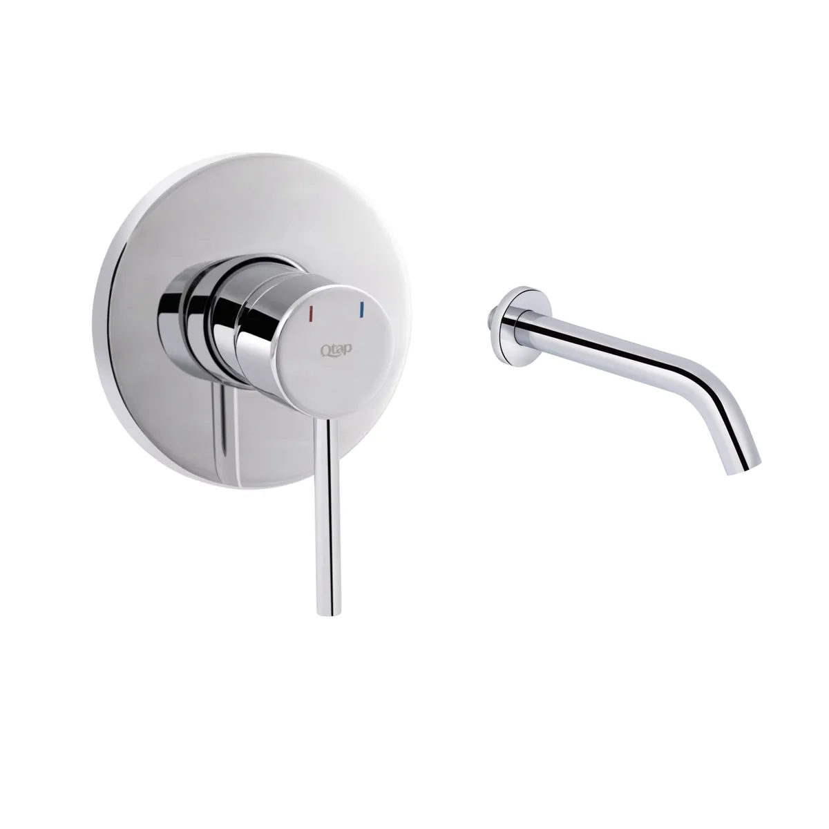 Комплект для умивальника Qtap Spring Chrome: Змішувач QTSPRCRM 0101 + вилив QTVYT246CRM45930, фото 1