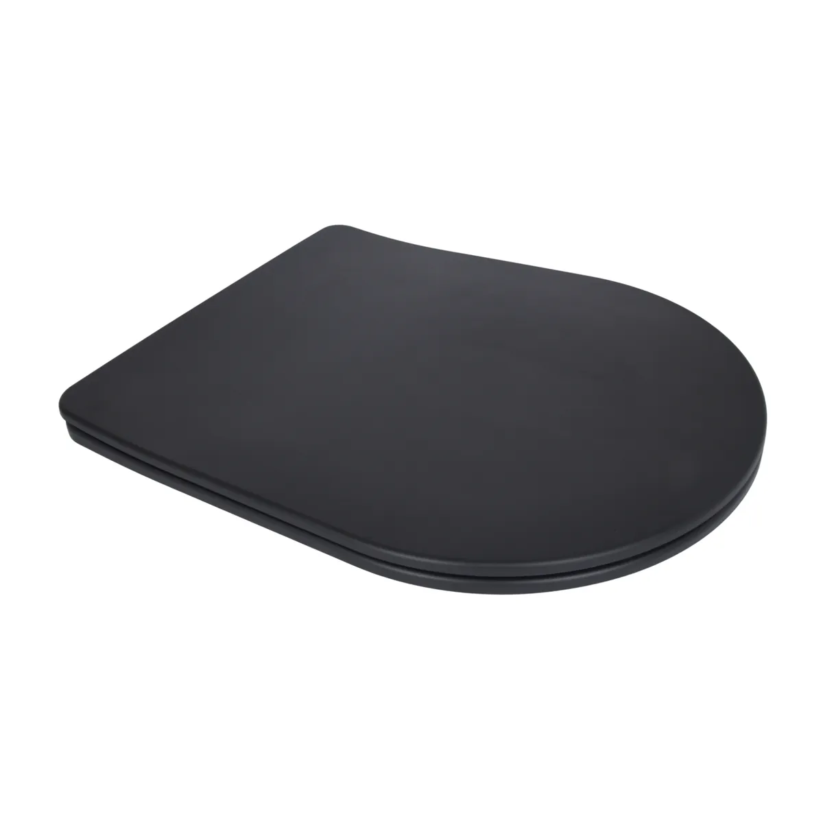 Сидіння для унітаза (Robin 660, Scorpio 520,660) 460x362x50 мм, Matt Black, з мікроліфтом, Slim Duroplast, Quick Release QTSC179MB47352 Qtap, фото 1
