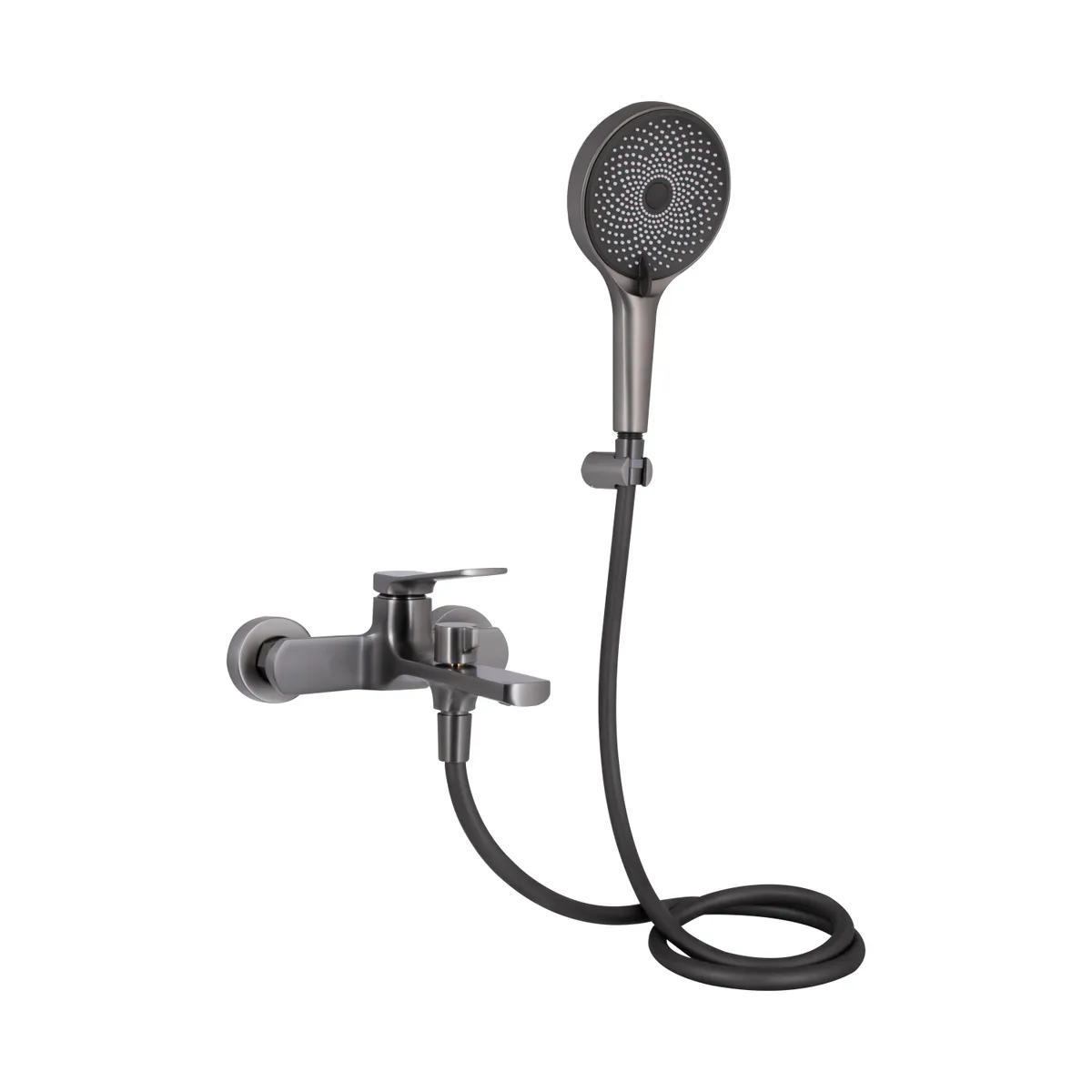 Змішувач для ванни Slavonice, Gunmetal Black PVD (k35) з душовим гарнітуром QTSLV259GMB48035 Qtap, фото 1