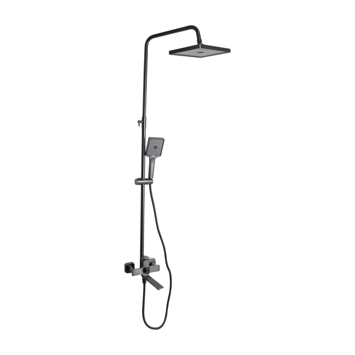 Душова система універсальна Presto на три споживачі (з виливом) QTPRE111GRP45585 Gunmetal Black Qtap, фото 1