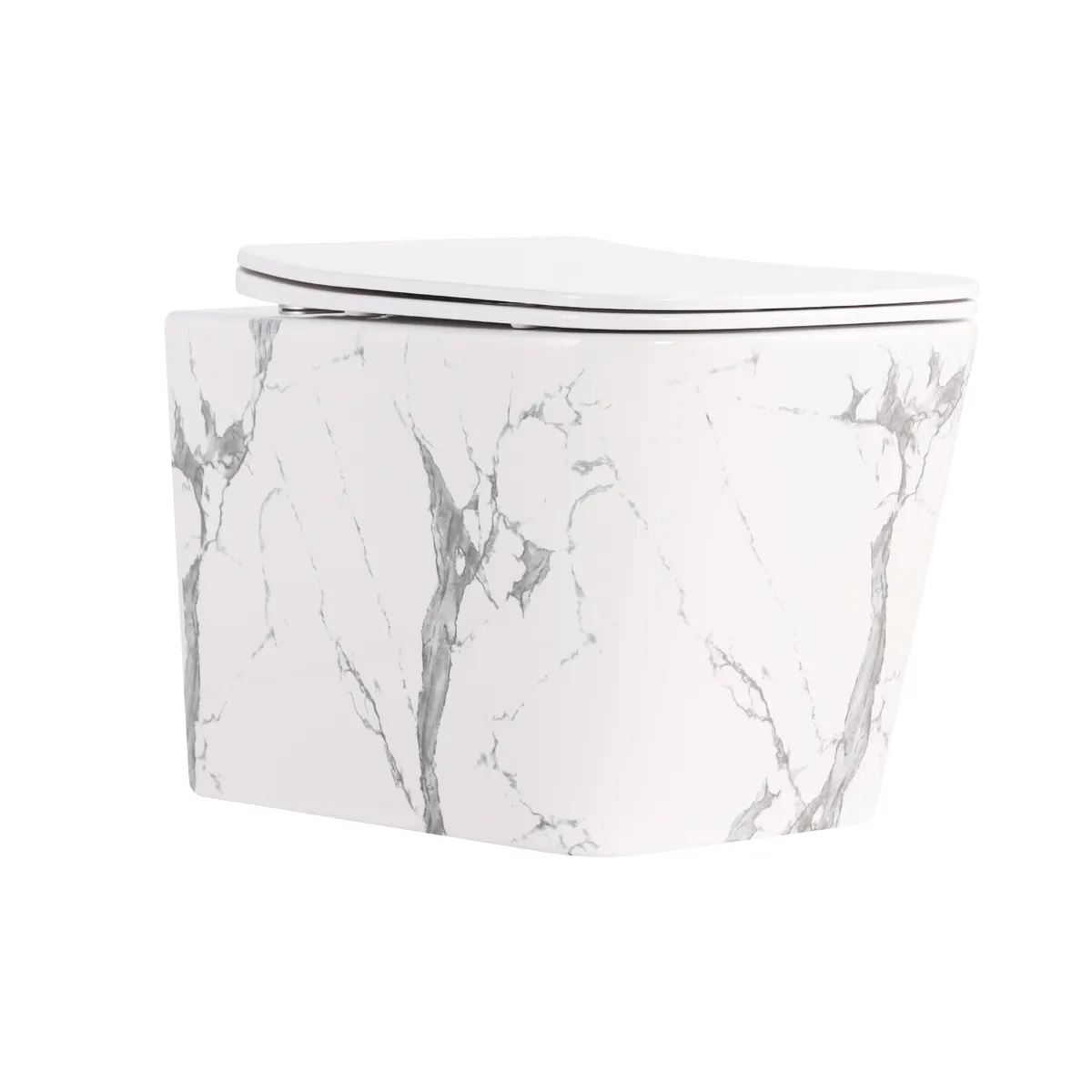 Унітаз підвісний Tern Ultra Quiet 490×365×325 мм, Marble, з сидінням Slim Duroplast / Soft-close / Quick Release QT17332303ASMR Qtap, фото 1