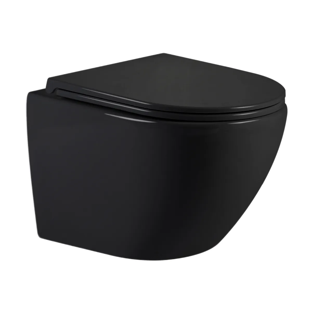 Унітаз підвісний Jay Ultra Quiet 485х360х320 мм, Matt Black, сидінням Slim Duroplast/ Soft-close/ Quick Relase QT07335177MB Qtap, фото 1