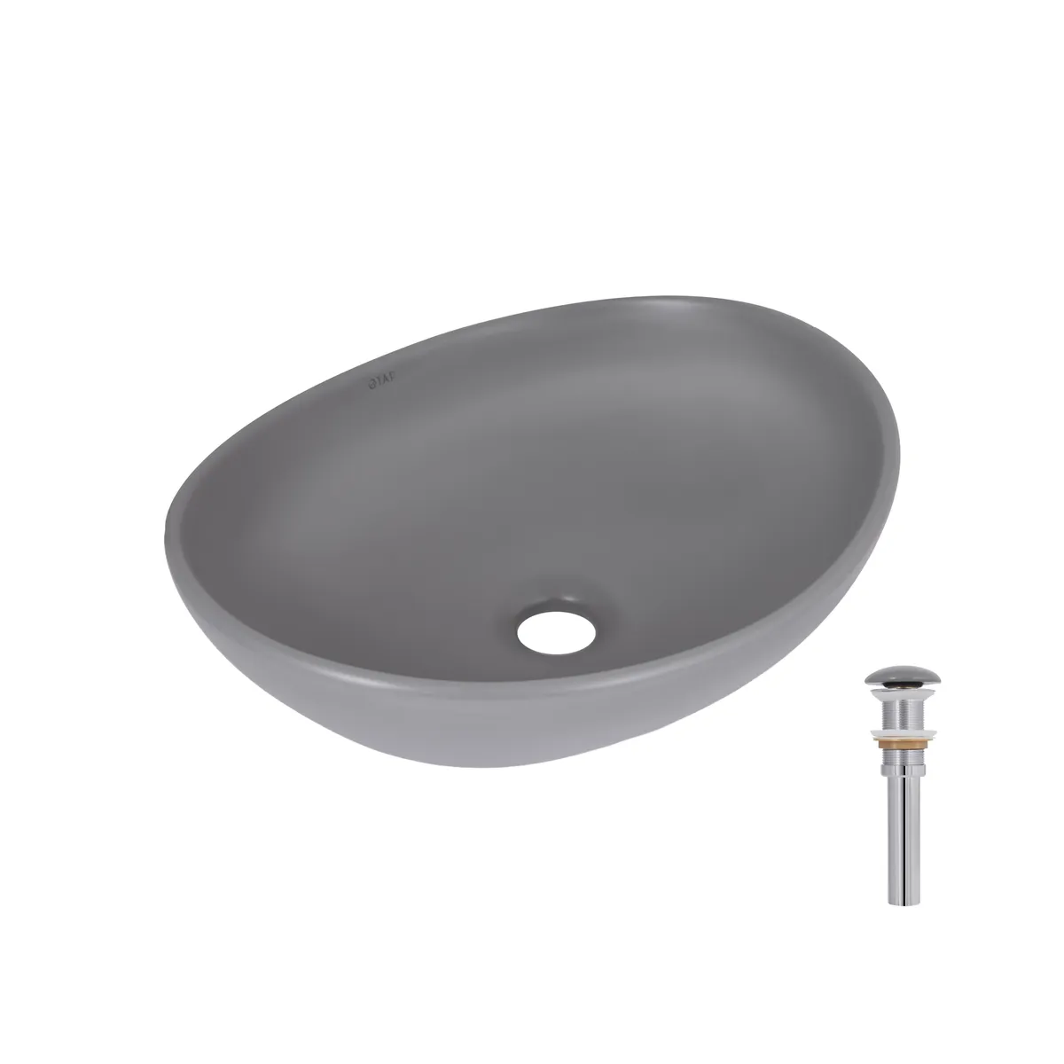 Раковина накладна Dove 415x340x140 мм, Stone grey, овальна, з донним клапаном QTDOV188SG49783 Qtap, фото 1