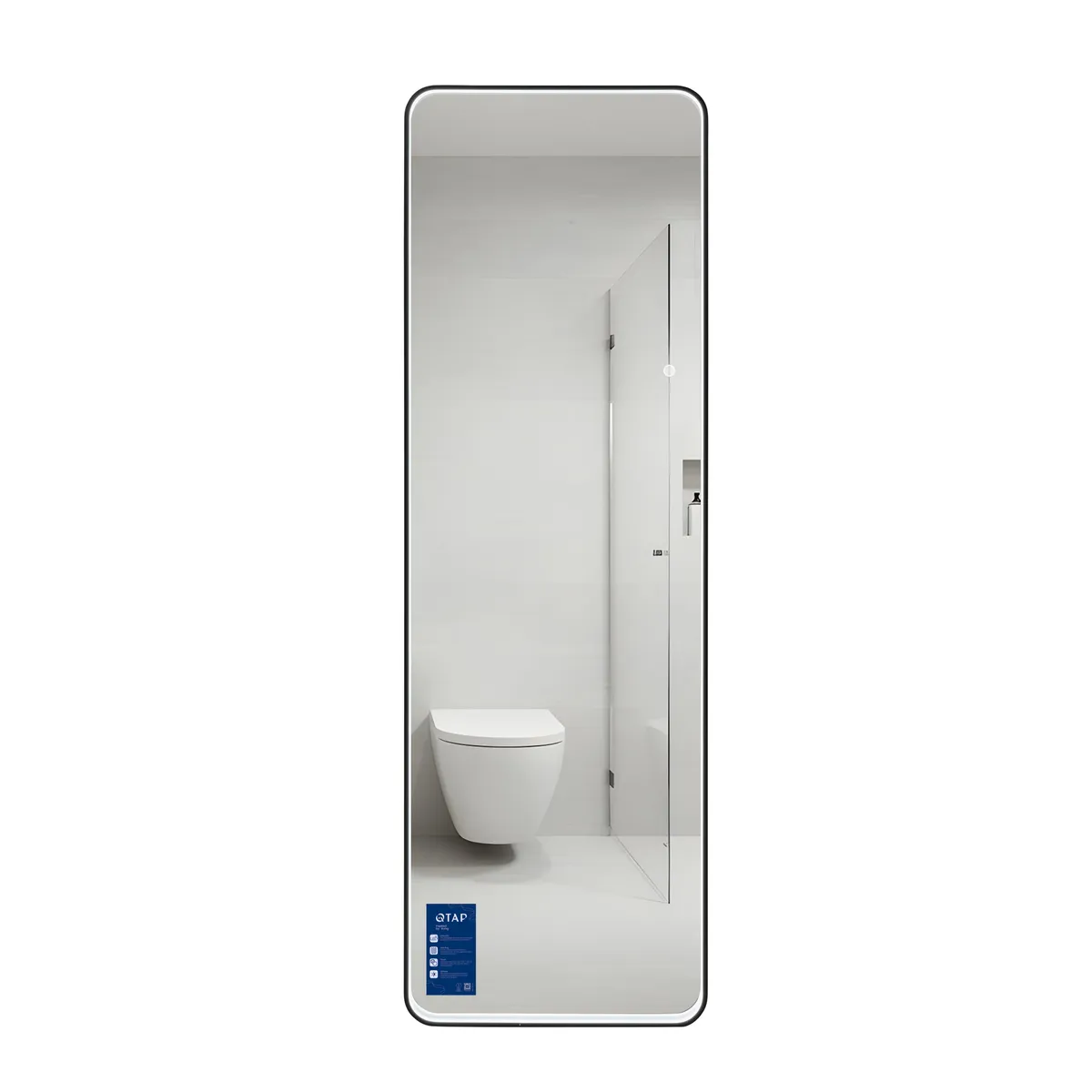 Дзеркало підлогове Gemini (GE1) 500х1600 мм, прямокутне, з LED-підсвіткою Inside, димером, Black Qtap, фото 1