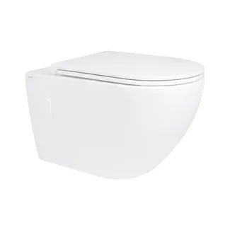 Унітаз підвісний Robin Rimless 575x360x360 мм, White, з сидінням Slim Duroplast/ Soft-close/ Quick Release QT13332141ERW Qtap, фото 1