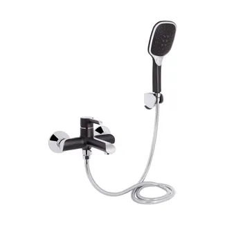 Змішувач для ванни Grand, Chrome/Black (k35) з душовим гарнітуром QTGRABCR006 Qtap, фото 1