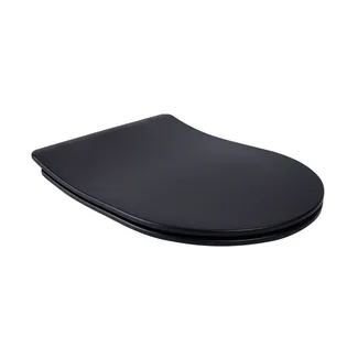 Сидіння для унітаза (Robin, Scorpio) 450x365x52 мм, Matt Black, з мікроліфтом, Slim Duroplast, Quick Release QT99U184UF450MB Qtap, фото 1