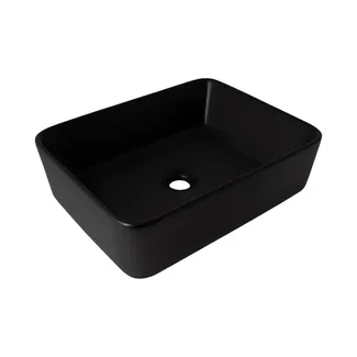 Раковина накладна Tern 480х370х135 мм, Matt Black, прямокутна, без донного клапана QT176069MB Qtap, фото 1