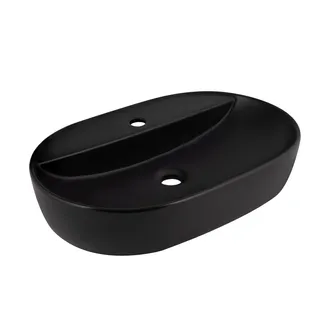 Раковина накладна Scorpio 600х400х120 мм, Matt Black, овальна, без донного клапана QT142203MBMBN Qtap, фото 1
