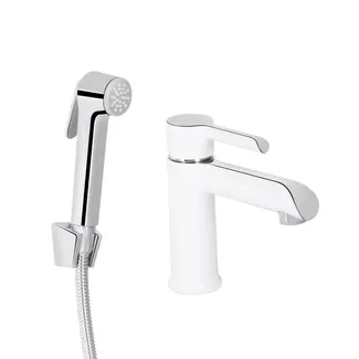 Змішувач для раковини Grand, Chrome/White (k35) з гігієнічним душем QTGRA272CRW45671 Qtap, фото 1