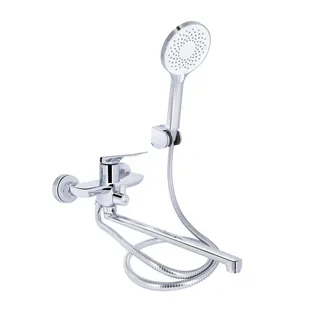Змішувач для ванни Vlasta New, Chrome (k35) з довгим поворотним виливом та душовим гарнітуром QTVLA260CRM45644 Qtap, фото 1