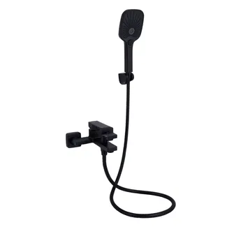 Змішувач для ванни Gemini, Matt Black (k35) з душовим гарнітуром QTGEM259BLM45682 Qtap, фото 1