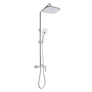 Душова система універсальна Gemini, Chrome/White (k35) на три споживачі (з виливом) QTGEM111CRW45687 Qtap, фото 1