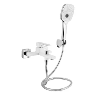 Змішувач для ванни Gemini, Chrome/White (k35) з душовим гарнітуром QTGEM259CRW45683 Qtap, фото 1