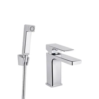 Змішувач для раковини Gemini, Chrome (k35) з гігієнічним душем QTGEM272CRM45689 Qtap, фото 1