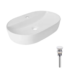 Комплект Qtap Scorpio: Раковина накладна овальна 600х400х120 мм White + Донний клапан PU02, фото 1