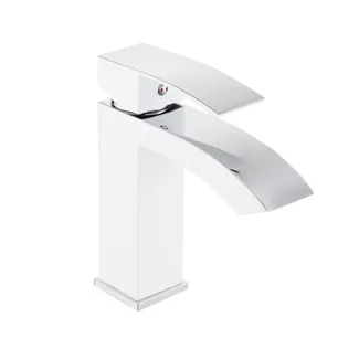 Змішувач для раковини низький Swan Cascada, Chrome/White (k35) QTSWA270CRW45568 Qtap, фото 1