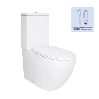 Унітаз підлоговий Jay Ultra Quiet 640x360x835 мм, White, з сидінням Slim Duroplast/ Soft-close/ Quick Release QT07222175TW Qtap, фото 1
