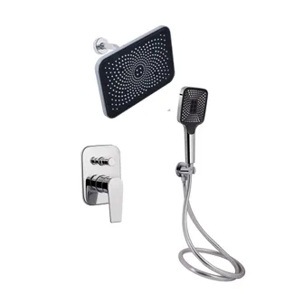 Комплект для душу Qtap Stenava Chrome: Змішувач QTST6245102DC + Лійки (QTRUC125CRM45954,QTHLA107CRM45784) + Шланг QTHADPVC200C + QTCRMBH130, фото 1