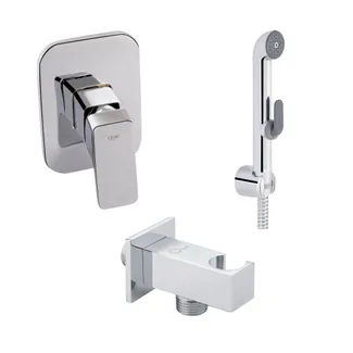 Комплект для душу Qtap Namesti Chrome: Змішувач для душу QTNAM6025102NC + Гігієнічний набір QTSETCRMA021 + Підключення QTCRMBH130, фото 1