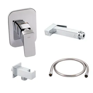 Комплект для душу Qtap Namesti Chrome: Змішувач QTNAM6025102NC + Шланг QTHADPVC120C + Лійка QTCRMB120 + Підключення QTCRMBH130, фото 1