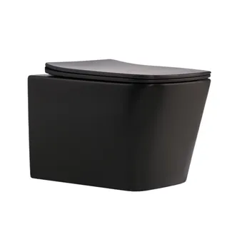 Унітаз підвісний Tern New Ultra Quiet 490x365x325 мм, Matt Black, з сидінням Slim Duroplast/ Soft-close/ Quick Release QT17332303ASMB Qtap, фото 1