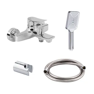 Комплект для ванни Qtap Nihonto: Змішувач QTNH3022101DC + Лійка QTRUC125CRM45779 + Шланг QTHADPVC160C + Тримач QTCRMA030, фото 1