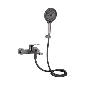 Змішувач для ванни Slavonice, Gunmetal Black PVD (k35) з душовим гарнітуром QTSLV259GMB48035 Qtap, фото 1