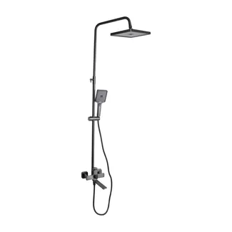Душова система універсальна Presto на три споживачі (з виливом) QTPRE111GRP45585 Gunmetal Black Qtap, фото 1