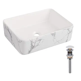 Раковина накладна Tern 480x370x135 мм, Marble, прямокутна, з донним клапаном QT17116069MR Qtap, фото 1