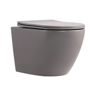 Унітаз підвісний Robin Ultra Quiet 490×365×325 мм, Stone Grey, з сидінням Slim Duroplast / Soft-close / Quick Release QT13332381АSSG Qtap, фото 1