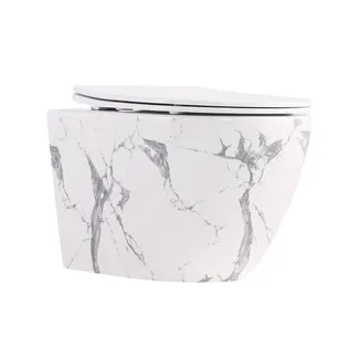 Унітаз підвісний Robin Ultra Quiet 490×365×325 мм, Marble, з сидінням Slim Duroplast / Soft-close / Quick Release QT13332381АSMR Qtap, фото 1