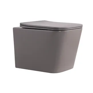 Унітаз підвісний Tern Ultra Quiet 490×365×325 мм, Stone Grey, з сидінням Slim Duroplast / Soft-close / Quick Release QT17332303ASSG Qtap, фото 1
