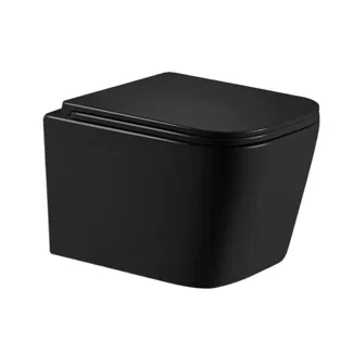 Унітаз підвісний Crow Ultra Quiet 485×340×290 мм, Matt Black, з сидінням Slim Duroplast/ Soft-close/ Quick Release QT05335171MB Qtap, фото 1