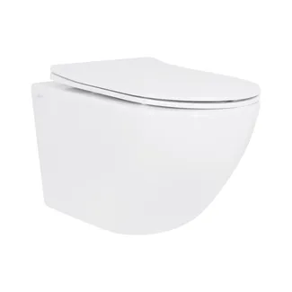 Унітаз підвісний Jay Rimless 485×360×320 мм, White, з сидінням Slim Duroplast/ Soft-close/ Quick Relase QT07335177RW Qtap, фото 1