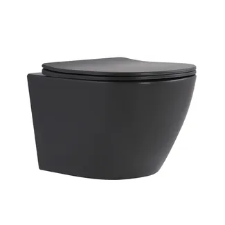 Унітаз підвісний Robin Ultra Quiet 520×365×340 мм, Anthracite, з сидінням Slim Duroplast / Soft-close / Quick Release QTROB26AN48995 Qtap, фото 1