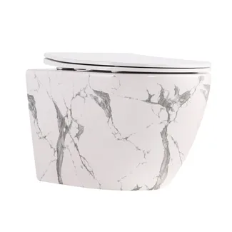 Унітаз підвісний Robin Ultra Quiet 520×365×340 мм, Marble, з сидінням Slim Duroplast / Soft-close / Quick Release QTROB26MR48998 Qtap, фото 1