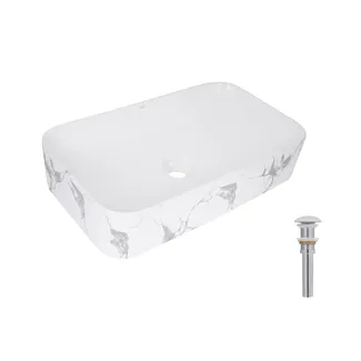 Раковина накладна Tern Раковина накладна 610x350x135 мм, Marble, прямокутна, з донним клапаном QTTER188MR49791 Qtap, фото 1