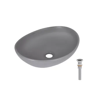 Раковина накладна Dove 415x340x140 мм, Stone grey, овальна, з донним клапаном QTDOV188SG49783 Qtap, фото 1