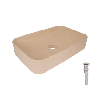 Раковина накладна Tern 610x350x135 мм, Beige, прямокутна, з донним клапаном QTTER188SB49790 Qtap, фото 1