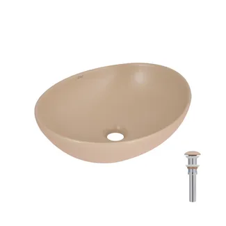 Раковина накладна Dove 415x340x140 мм, Beige, овальна, з донним клапаном QTDOV188SB49784 Qtap, фото 1