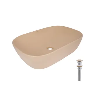 Раковина накладна Robin 600x390x150 мм, Beige, прямокутна, з донним клапаном QTROB188SB49787 Qtap, фото 1